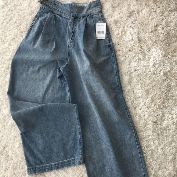 Free People Side Buckle Wide Leg Jean Viva La Blue - Picture 5 of 7